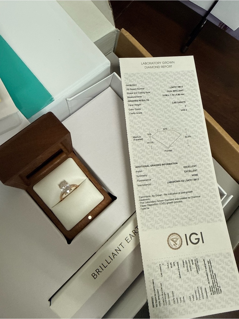 Brilliant Earth Rose Gold Oval lab grown diamond Engagement Ring - Picture 3 of 12